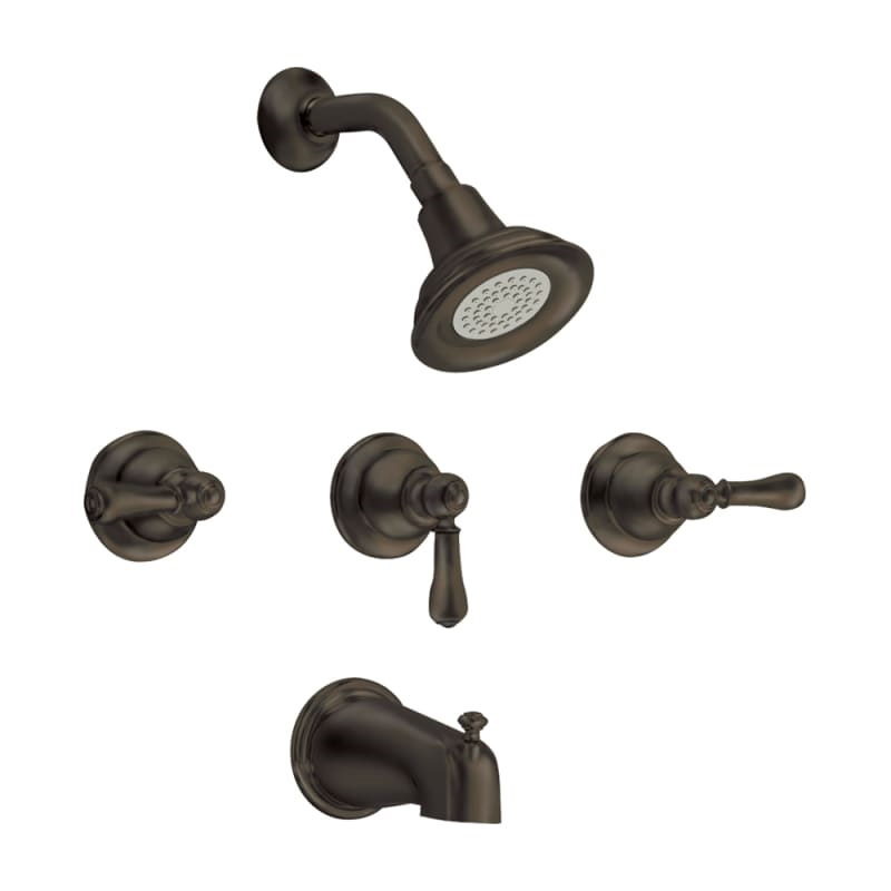 Hampton Wall Mounted Tub & Shower Faucet w/IPS Spout in Blackened Bronze